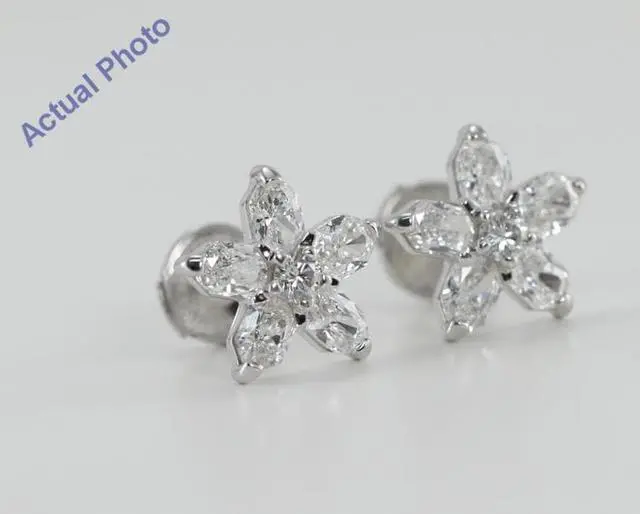 Alt view image 2 of 4 - 18k White Gold Invisible Setting Radiant Cut Flower Earrings (1.38 Ct, G Color, SI1 Clarity)