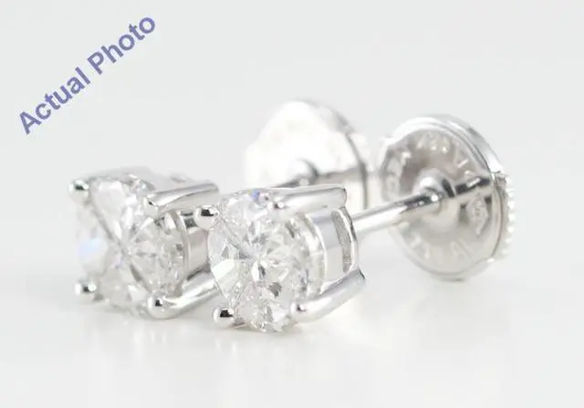 Alt view image 4 of 4 - 18k White Gold Invisible Setting Princess Cut Diamond Earrings (0.58 Ct, H Color, VS Clarity)