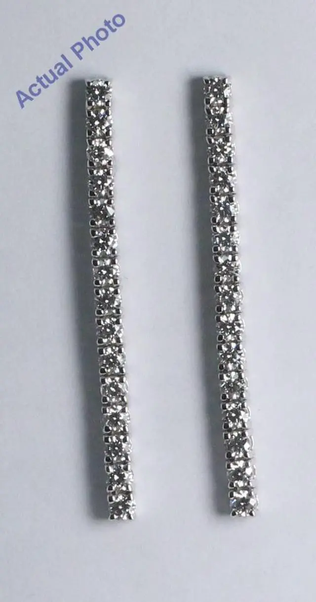 Main image of 18k White Gold Round Cut Diamond Dangle Earrings (1.05 Ct, G Color, VS Clarity)
