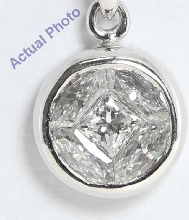 Alt view image 2 of 2 - 18k White Gold Princess & Marquise Cut Round Diamond Pendant (0.6 Ct, H+ Color, SI Clarity)