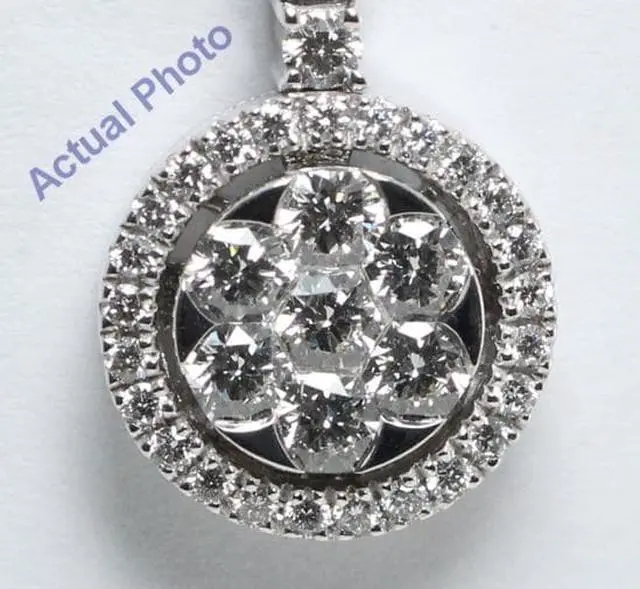 Alt view image 3 of 3 - 18k White Gold Round Cut Invisible Setting Diamond Pendant (1.42 Ct, G Color, VS Clarity)