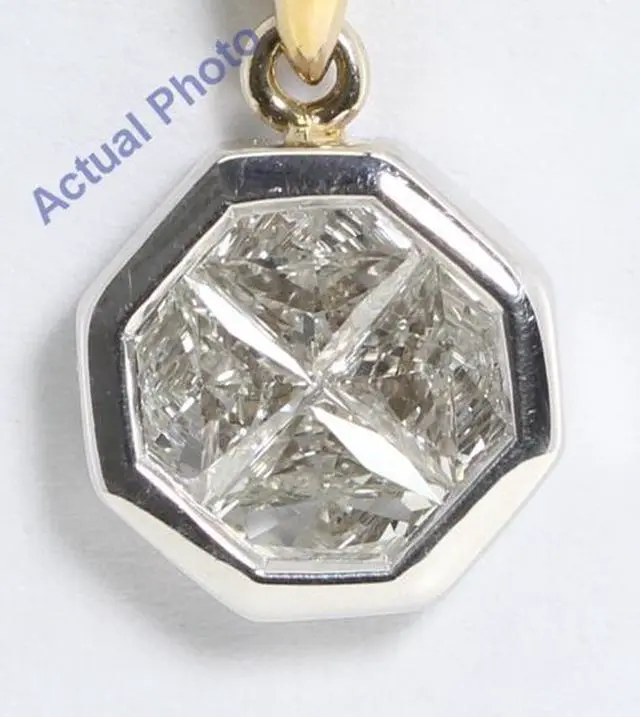 Alt view image 2 of 2 - 18k Two-Tone Diamond Shape Invisible Setting Diamond Pendant (0.8 Ct, I Color, VS2 Clarity)