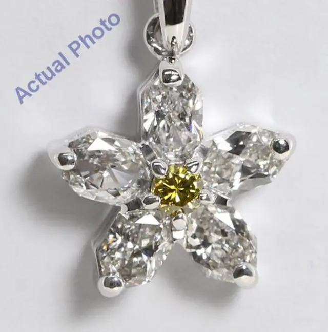 Alt view image 2 of 2 - 18k White Gold Radiant & Round Cut Invisible Setting Diamond Flower Pendant (Natural Fancy Yellow & White Diamonds, VS Clarity)