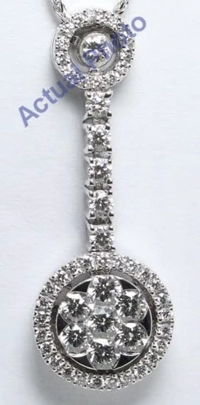 Alt view image 2 of 3 - 18k White Gold Round Cut Invisible Setting Diamond Pendant (1.42 Ct, G Color, VS Clarity)