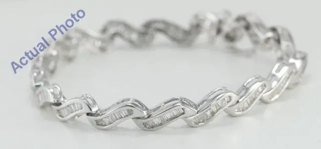 Alt view image 2 of 3 - 14k White Gold Baguette Cut Modern Style Diamond Fashion Bracelet (2.75 Ct, G-H Color, SI2 Clarity)