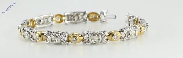 Alt view image 2 of 3 - 14k Two Tone Gold Oval Millennial Sunrise Limited Edition & Round Cut Bezel Setting Diamond Bracelet (5.1ct, I-J, SI-VS)