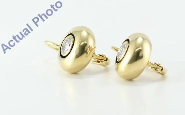 Alt view image 2 of 3 - 14K Yellow Gold Round Cut Bezel Setting Donut Style Diamond Drop Earrings (0.7 Ct, G-H Color, SI Clarity)