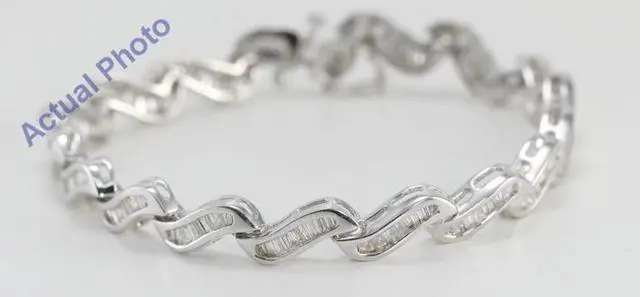 Main image of 14k White Gold Baguette Cut Modern Style Diamond Fashion Bracelet (2.75 Ct, G-H Color, SI2 Clarity)