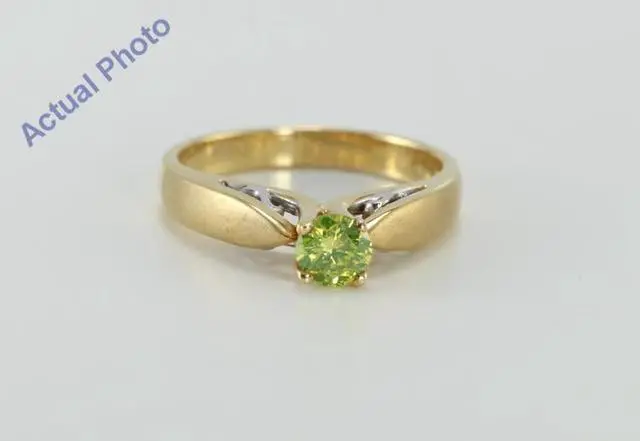 Main image of Round Diamond Solitaire Engagement Ring, 18k Two Tone Gold, 0.46 Ct, (Green (Color Irradiated) Color, VS2 Clarity)