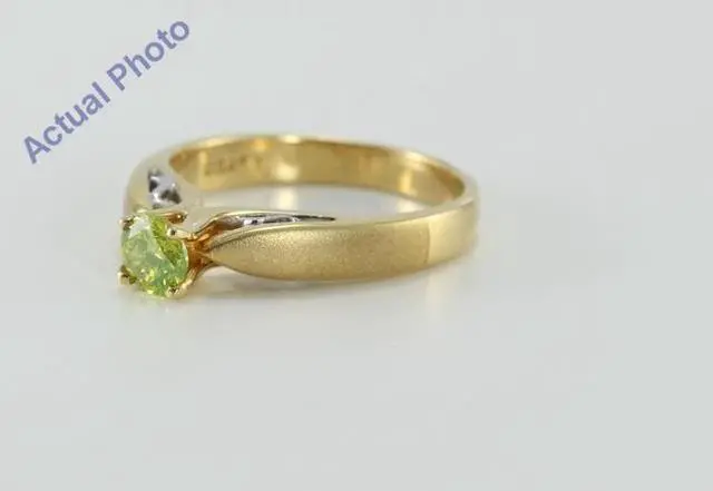Alt view image 2 of 3 - Round Diamond Solitaire Engagement Ring, 18k Two Tone Gold, 0.46 Ct, (Green (Color Irradiated) Color, VS2 Clarity)
