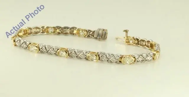 Alt view image 2 of 3 - 14k White and Yellow Gold Millenial Sunrise and Round cut two tone fashion link bracelet (5.41 Ct J-K & G-H ,SI-VS)