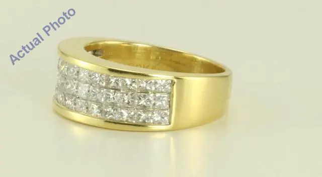 Alt view image 2 of 3 - 18k Yellow gold Invisible setting Princess cut Diamond fashion engagement ring (2.1 Ct F ,VVS)