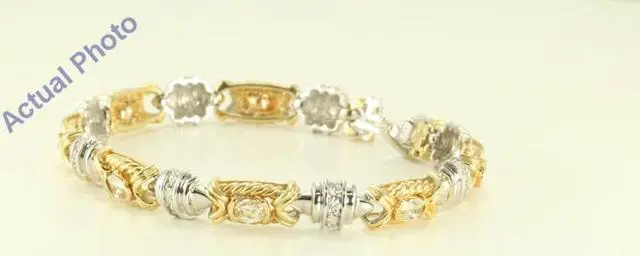 Alt view image 2 of 3 - 14K White and Yellow Gold Millenial Sunrise and Round cut two tone fashion link bracelet (4.5 Ct I-J & G-H ,VS)