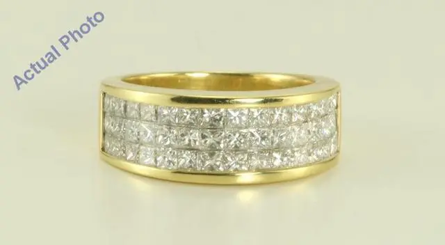 Main image of 18k Yellow gold Invisible setting Princess cut Diamond fashion engagement ring (2.1 Ct F ,VVS)
