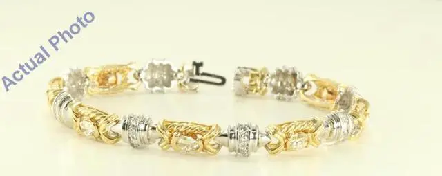 Main image of 14K White and Yellow Gold Millenial Sunrise and Round cut two tone fashion link bracelet (4.5 Ct I-J & G-H ,VS)