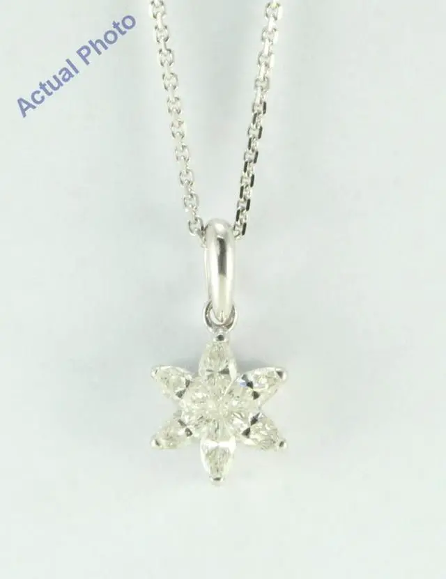 Main image of 18k White Gold Marquise Classic invisible setting six-petal diamond flower pendant (0.45 Ct, G , si2 )