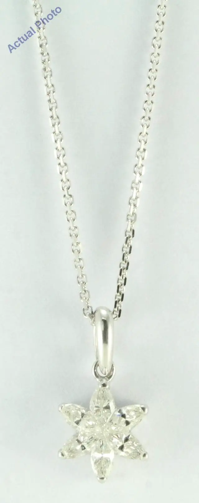 Alt view image 2 of 2 - 18k White Gold Marquise Classic invisible setting six-petal diamond flower pendant (0.45 Ct, G , si2 )