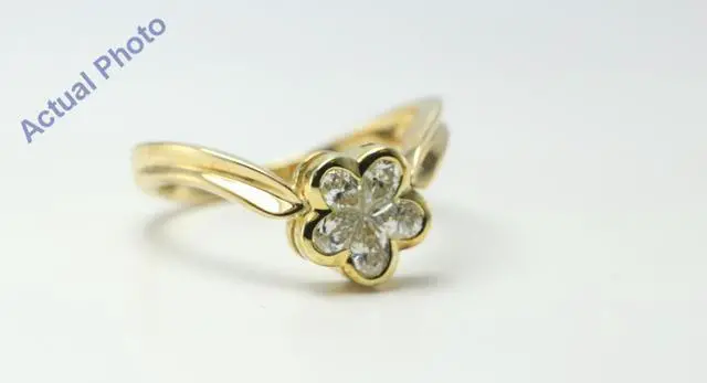 Main image of 18k Yellow Gold Pear Cut Invisible setting Diamond Flower Ring (0.6 Ct, J Color, VS Clarity)