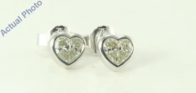 Alt view image 2 of 3 - 18k White Gold Pear Cut Invisible setting Diamond Heart Earrings (0.46 Ct, H Color, vs2 Clarity)
