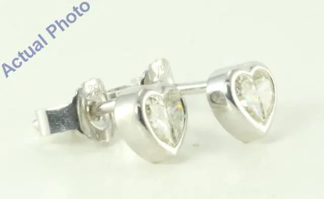 Alt view image 3 of 3 - 18k White Gold Pear Cut Invisible setting Diamond Heart Earrings (0.46 Ct, H Color, vs2 Clarity)