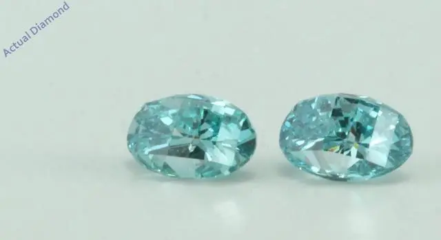 Alt view image 4 of 5 - A Pair of Oval Millennial Sunrise (Limited Edition) Loose (0.9 Ct, Blue(Irradiated) Color, VVS Clarity)