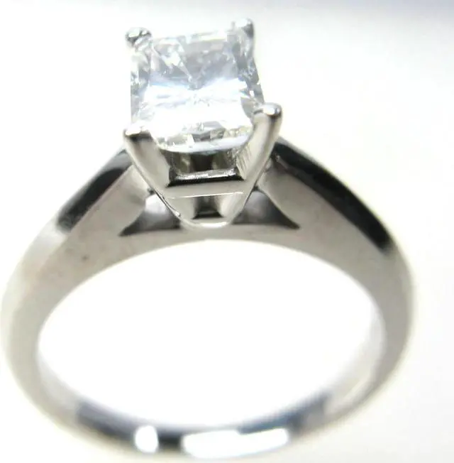 Alt view image 2 of 3 - Radiant Diamond Solitaire Engagement Ring, 14k White Gold (0.58 Ct, F Color, SI2 Clarity) IGL Certified