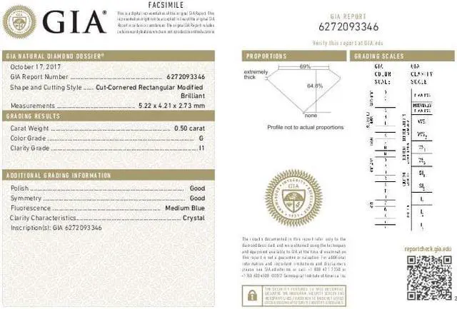 Alt view image 2 of 2 - Radiant Diamond Solitaire Pendant Necklace 14K White Gold (0.5 Ct, G Color, I1 Clarity) GIA Certified