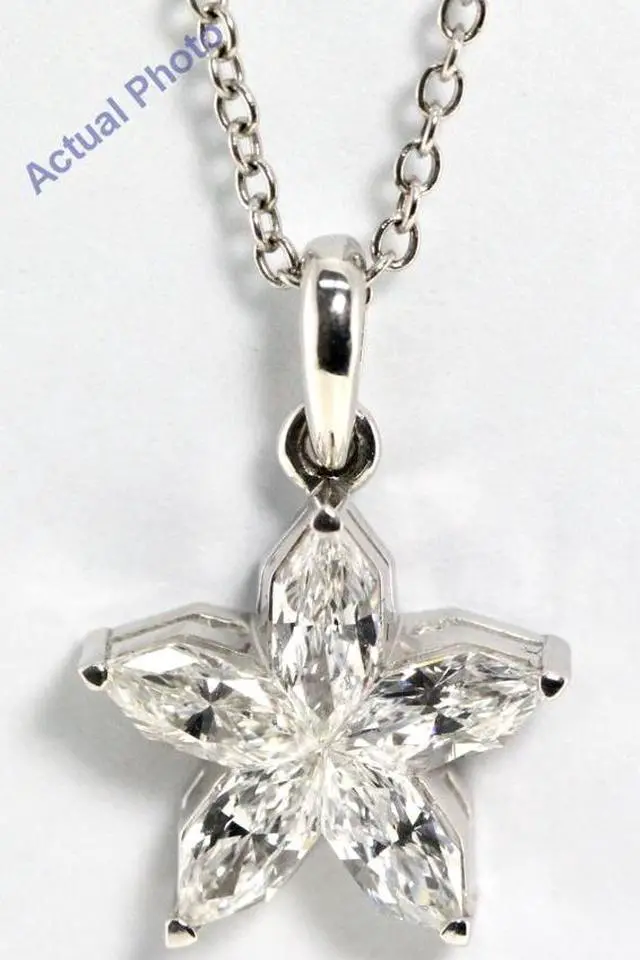 Main image of 18k White Gold Pear Cut Invisible setting Diamond Flower Pendant (0.96 Ct, G Color, vs Clarity)