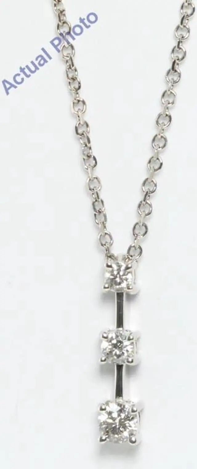 Main image of 14k White Gold Three Stone Round Cut Three Stone Classic Diamond Row Pendant (0.5 Ct, H Color, SI1 Clarity)