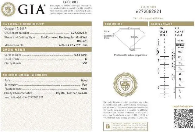 Alt view image 2 of 2 - Radiant Diamond Solitaire Pendant Necklace 14K White Gold (0.63 Ct, K Color, VS1 Clarity) GIA Certified