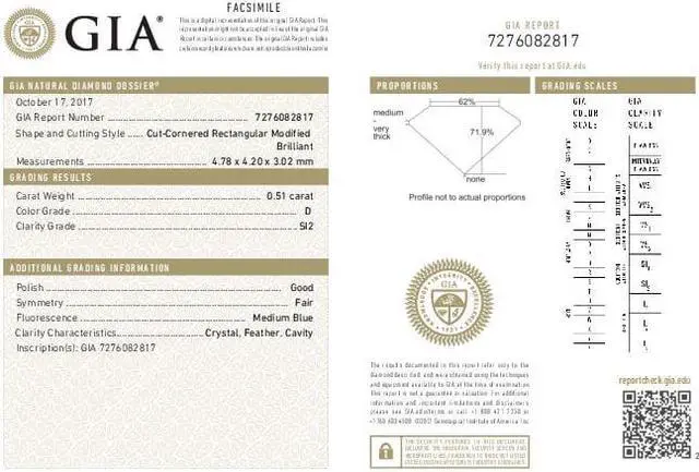 Alt view image 2 of 2 - Radiant Diamond Solitaire Pendant Necklace 14K White Gold (0.51 Ct, D Color, SI2 Clarity) GIA Certified