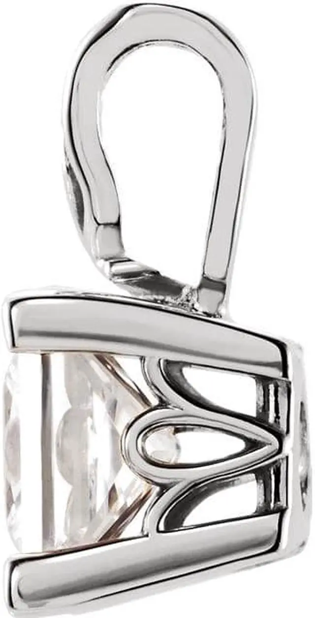 Alt view image 2 of 2 - Princess Diamond Solitaire Pendant Necklace 14k White Gold (0.46 Ct, I Color, VS2 Clarity)