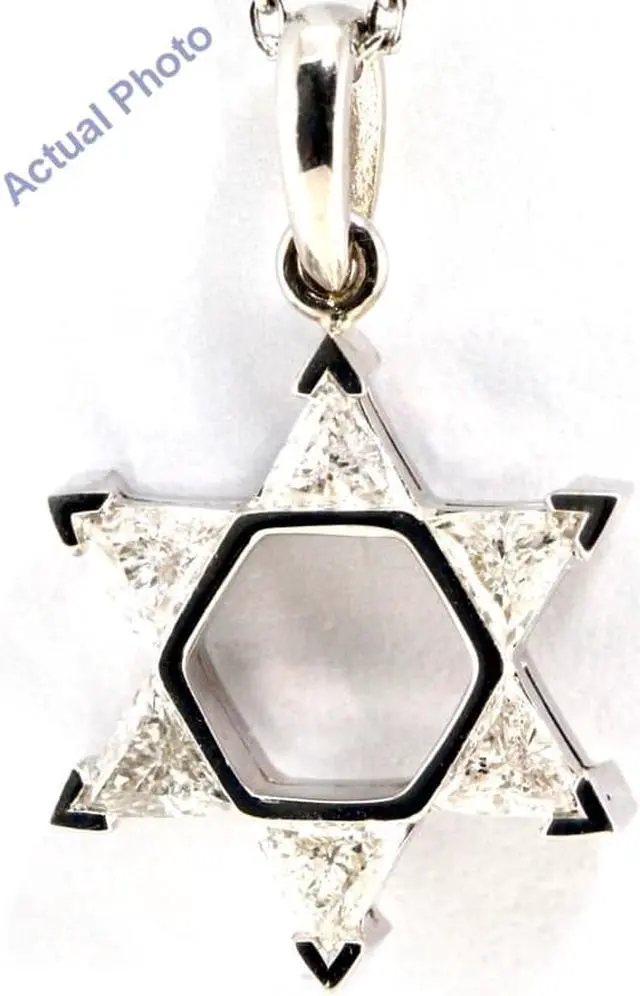 Alt view image 3 of 3 - 18k White Gold Triangle Cut Invisible setting Diamond Star of David Pendant (0.53 Ct, H Color, si1 Clarity)