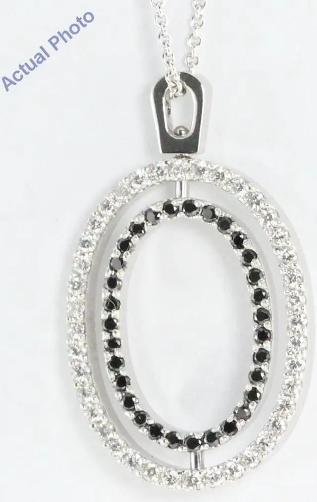 Main image of 18k Gold Round Cut Diamond Oval Girasole Pendant (Black(Irradiated) & White Diamonds, Vs Clarity)