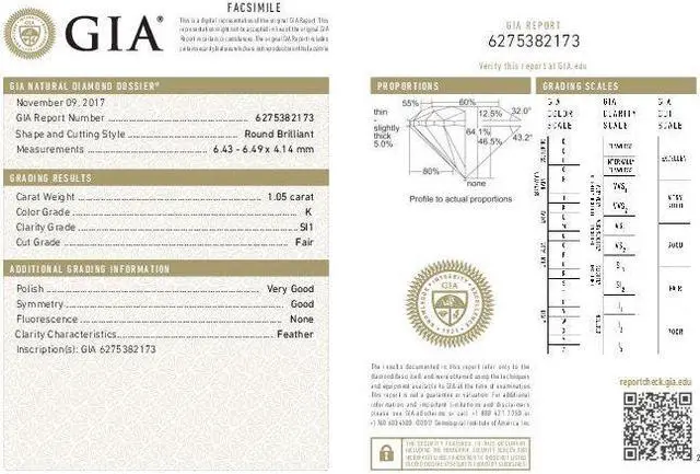 Alt view image 2 of 2 - Round Diamond Solitaire Engagement Ring, 14k Yellow Gold (1.05 Ct, K Color, SI1 Clarity) GIA Certified