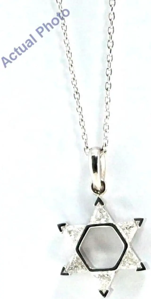 Alt view image 2 of 3 - 18k White Gold Triangle Cut Invisible setting Diamond Star of David Pendant (0.53 Ct, H Color, si1 Clarity)