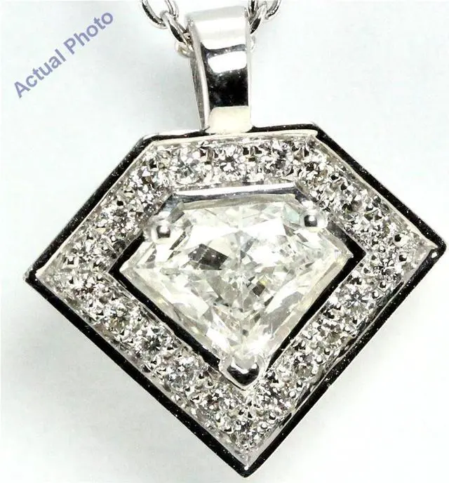 Main image of 18k White Gold Grace Cut Diamond Shield Diamonds & Round Diamonds Pendant (0.48 Ct, G Color, si Clarity)