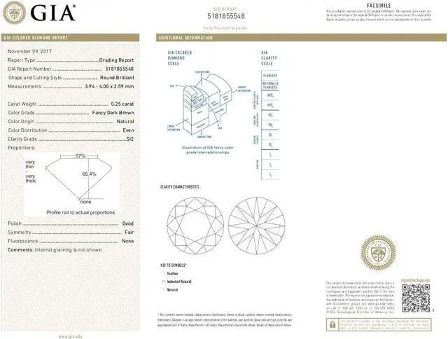 Alt view image 4 of 5 - Round Cut Loose Diamond (0.25 Ct, Natural Fancy Dark Brown Color, SI2 Clarity) GIA Certified