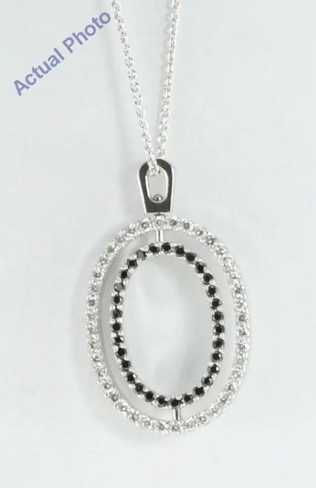 Alt view image 2 of 3 - 18k Gold Round Cut Diamond Oval Girasole Pendant (Black(Irradiated) & White Diamonds, Vs Clarity)