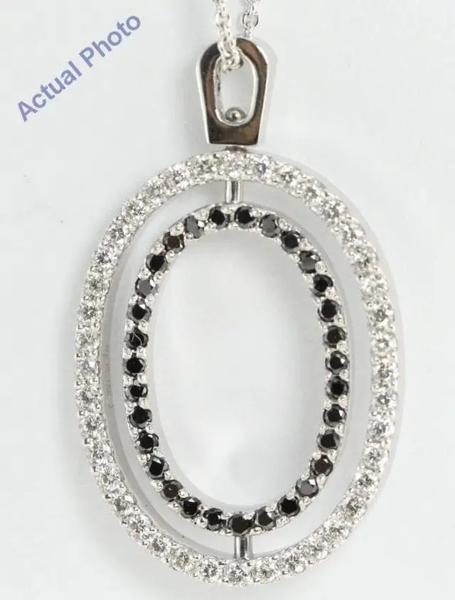 Alt view image 3 of 3 - 18k Gold Round Cut Diamond Oval Girasole Pendant (Black(Irradiated) & White Diamonds, Vs Clarity)