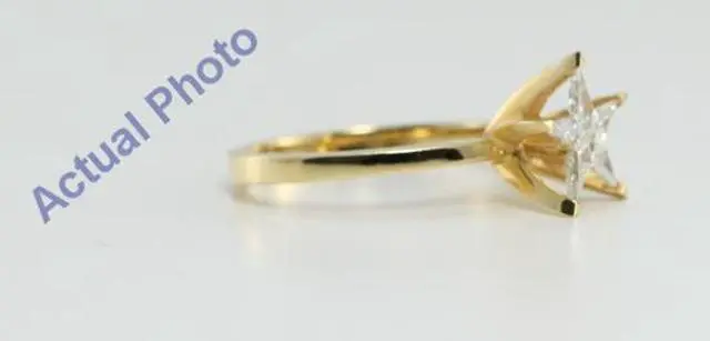 Alt view image 3 of 4 - 18k Yellow Gold Kite Cut Invisible Setting Multi Stone Star Shaped Diamond Solitaire Engagement Ring (0.39 Ct, G Color, VS Clarity)