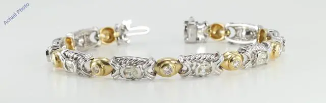 Alt view image 3 of 3 - 14k Two Tone Gold Oval Millennial Sunrise Limited Edition & Round Cut Bezel Setting Diamond Bracelet (5.1ct, I-J, SI-VS)