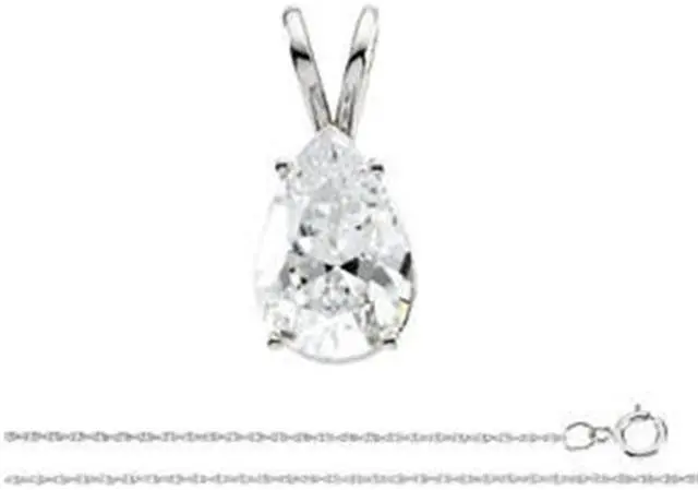 Alt view image 3 of 3 - Pear Diamond Solitaire Pendant Necklace 14k White Gold (0.57 Ct, G Color, VS2 Clarity) IGL Certified
