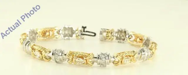 Alt view image 3 of 3 - 14K White and Yellow Gold Millenial Sunrise and Round cut two tone fashion link bracelet (4.5 Ct I-J & G-H ,VS)