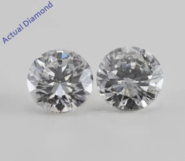 Alt view image 3 of 3 - A Pair of Round Cut Loose Diamonds (2.06 Ct, F-G ,I1-SI3)