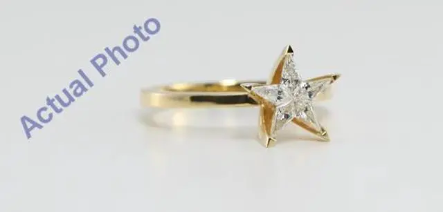 Alt view image 2 of 4 - 18k Yellow Gold Kite Cut Invisible Setting Multi Stone Star Shaped Diamond Solitaire Engagement Ring (0.39 Ct, G Color, VS Clarity)