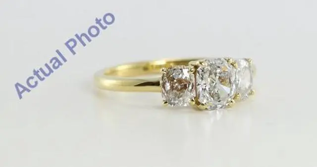 Alt view image 2 of 4 - 18k Yellow Gold Three Stone Radiant Cut Diamond Engagement Ring (1.15 Ct, H Color, VS Clarity)