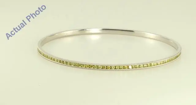 Alt view image 2 of 2 - 14k White gold round cut yellow diamond fashion bangle (2.66 Ct yellow ,SI3-I1)