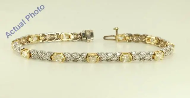 Alt view image 3 of 3 - 14k White and Yellow Gold Millenial Sunrise and Round cut two tone fashion link bracelet (5.41 Ct J-K & G-H ,SI-VS)