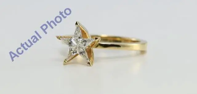 Alt view image 4 of 4 - 18k Yellow Gold Kite Cut Invisible Setting Multi Stone Star Shaped Diamond Solitaire Engagement Ring (0.39 Ct, G Color, VS Clarity)
